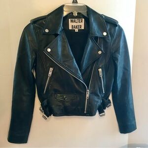 WALTER BAKER Black Liz Leather Moto Jacket Size Small